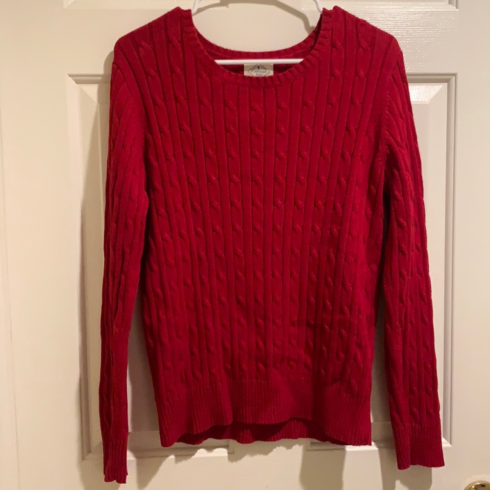Red St. John’s Bay Cable Knit Sweater